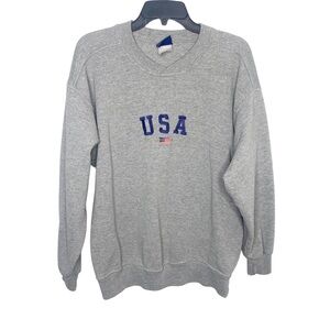 Vintage USA embroidered sweatshirt gray 90s large